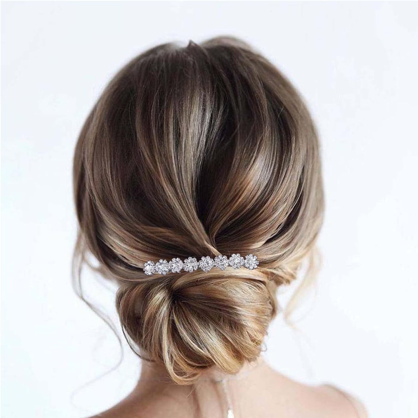 Rhinestone Hair Comb Barrette Crystal Wedding Hair Comb Barrette Silver CZ Bling Bridal Headpieces Decorative Head Clip Headwear Bridal Hair Accessories for Women (Style 3)