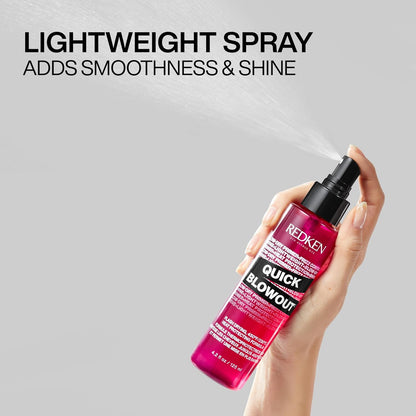 Redken Quick Blowout Heat Protection Spray | Blow Dry Primer to Reduce Styling Time | Smooths & Adds Shine | Lightweight Blowdry Heat Protectant Spray for Hair | for All Hair Types