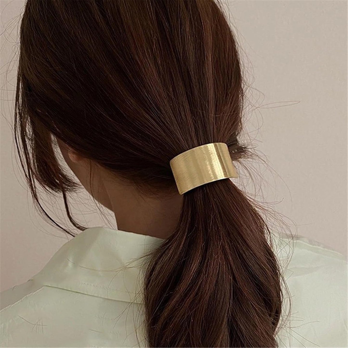 Metal Hair Ties, Metal Geometric Elastic Hair Ties, Hair Cuff Wrap Hair Ties for Thick Hair Elastic Hair Ties for Women Hair Accessories (Gold-7)