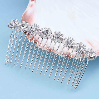 Rhinestone Hair Comb Barrette Crystal Wedding Hair Comb Barrette Silver CZ Bling Bridal Headpieces Decorative Head Clip Headwear Bridal Hair Accessories for Women (Style 3)