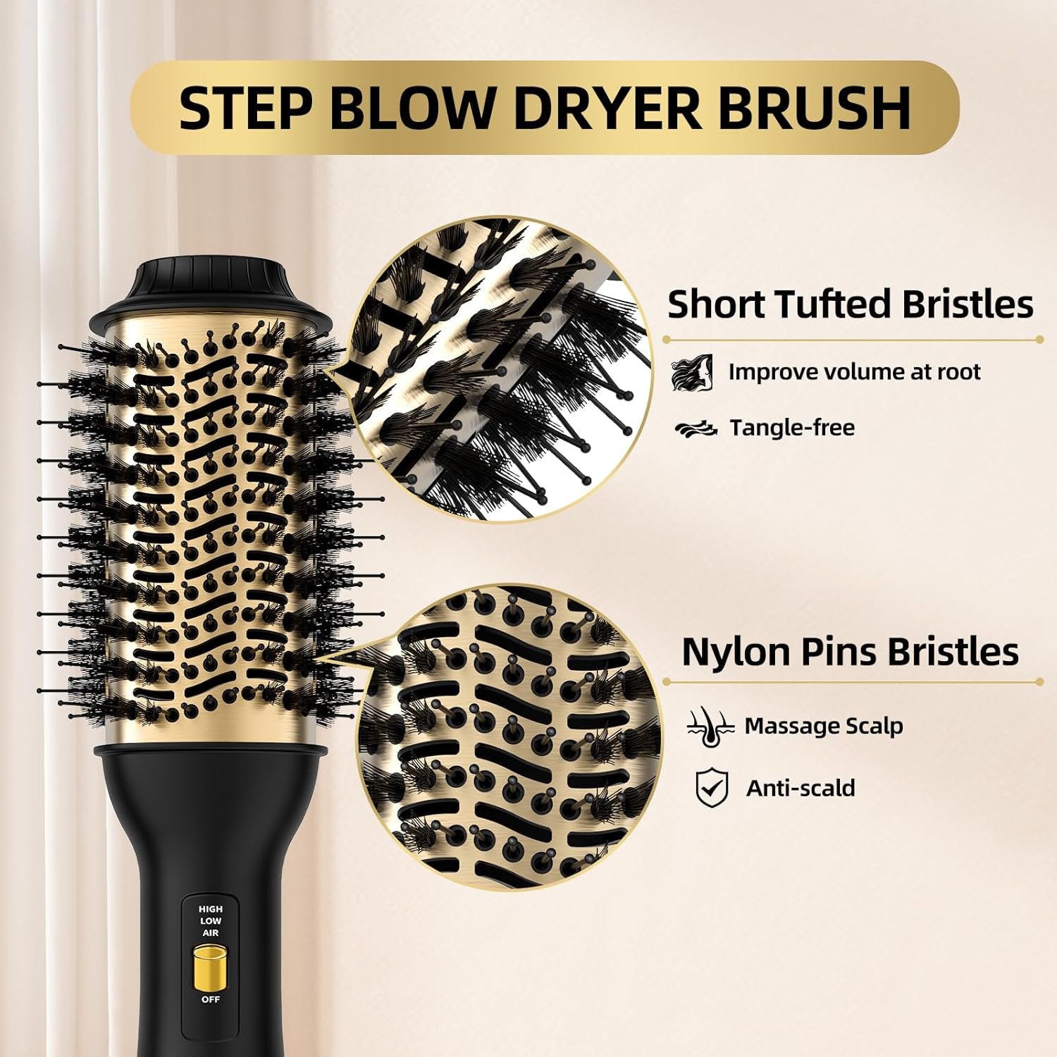 4-In-1 Hot Air Brush with Oval Barrel - Salon-Grade Styling Tool for All Hair Types