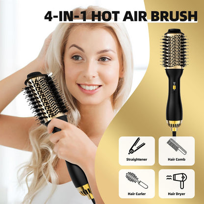 4-In-1 Hot Air Brush with Oval Barrel - Salon-Grade Styling Tool for All Hair Types