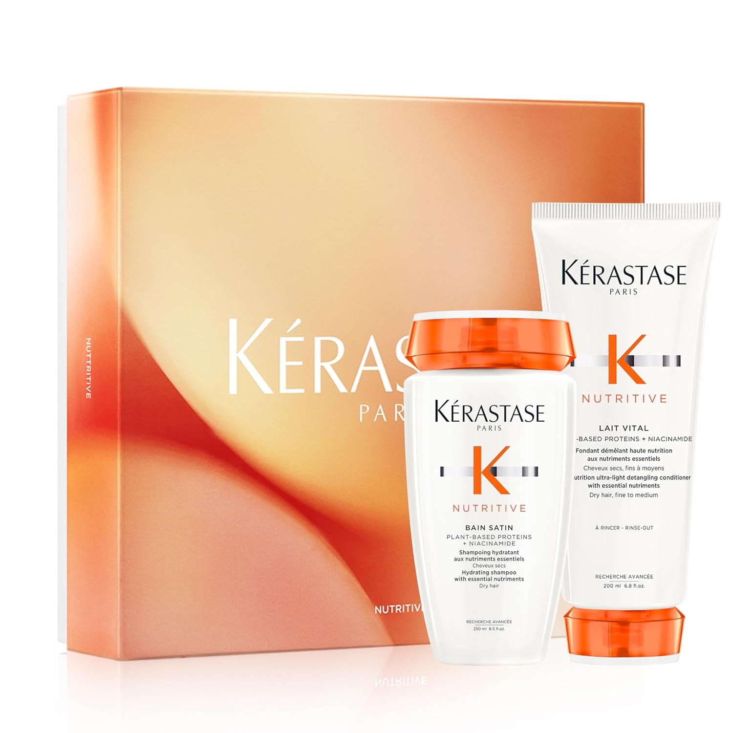 Kérastase Nutritive Hydrating Shampoo and Conditioner Set | Gently Cleanses & Replenishes Moisture for Soft, Shiny Hair | Smoothing and Softening | with Niacinamide