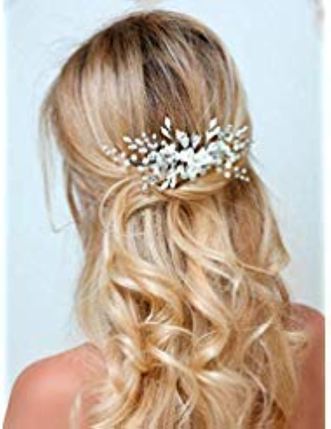 Wedding White Flower Hair Comb Clip Crystal Bride Hair Piece Bridal Hair Accessories for Women…