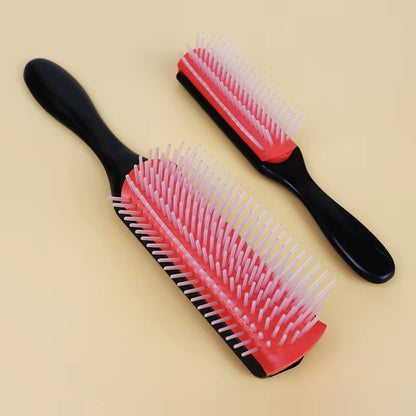 9-Rows Detangling Massage Hair Brush for Curly Hair Brush Removable Nine Row Comb Plastic Wet Hair Brush