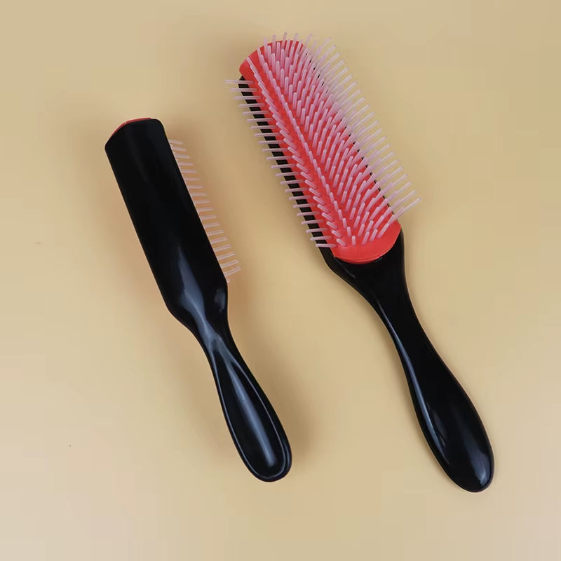 9-Rows Detangling Massage Hair Brush for Curly Hair Brush Removable Nine Row Comb Plastic Wet Hair Brush