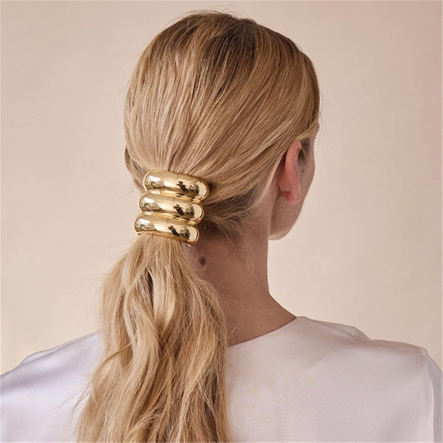 Metal Hair Ties, Metal Geometric Elastic Hair Ties, Hair Cuff Wrap Hair Ties for Thick Hair Elastic Hair Ties for Women Hair Accessories (Gold-7)