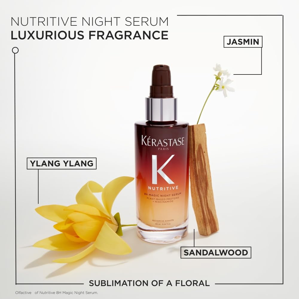 Kerastase Nutritive 8H Magic Night Hair Serum | Overnight Hydrating Treatment for Dry Hair | Intensely Nourishes, Detangles & Prevents Frizz | for All Hair Types | 3.04 Fl Oz